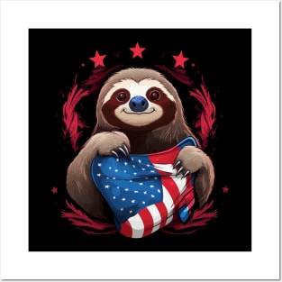 Patriotic Sloth Posters and Art